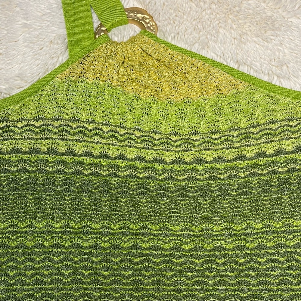 Boston Proper Green One Shoulder Sleeveless Knit Top w/ Gold Hoop - Picture 6 of 13